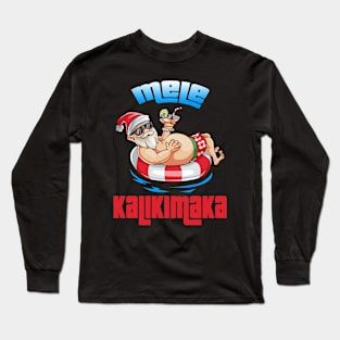 Mele Kalikimaka Christmas Santa Shaka Hawaii Long Sleeve T-Shirt